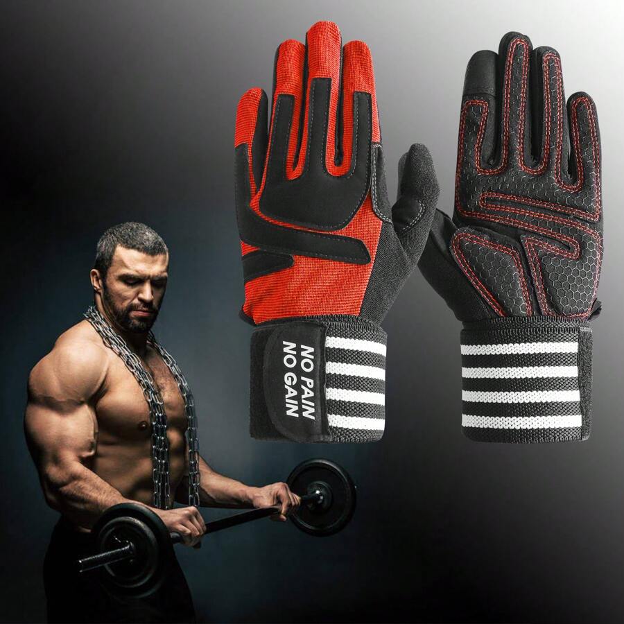 Weight Lifting Gloves Full Finger Protection Work Out Gym Gloves Men Women Male Female With Wrist Wraps Support, Anti-Slip Grip Touchscreen Gloves For Exercise Rowing Biking Training