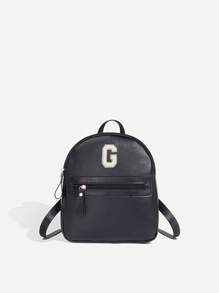 1 件女孩经典背包，带 26 个 A-Z 字母，单肩包，心形钱包，可调节肩带，情人节礼物的理想选择，适合日常、户外、学校、旅行、徒步旅行、便携，很棒的礼物选择 - 黑色 - 查看 24