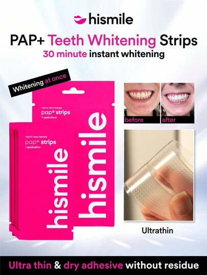 Hismile PAP+ ホワイトニングストリップ 知覚過敏なし、黄ばみ