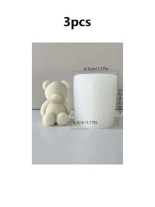 2 件 3D 坐姿熊香薰蜡烛硅胶模具，可爱熊蜡烛蜡硅胶模具，适用于树脂 DIY 动物蜡烛香薰手工模具，粘土工艺品适用于家庭婚礼派对装饰 - 白色 - 查看 12
