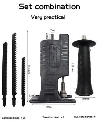 5pcs/Set Electric Drill Modified Electric Saw Reciprocating Saw Conversion Head, For All Kinds Of Woodworking Electric Drill Modified Electric Saw Rated Voltage Range, Conversion Head + Saw Blade, (No Electric Drill Battery Power Cord),Tool Accessories