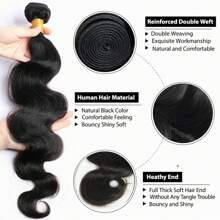 Body Wave Human Hair Bundles With Frontal Bundles 100% Unprocessed Brazilian Virgin Hair Weave Body Wave 4 Bundles With 13x4 Lace Frontal Closure Human Hair Natural Black - Natural & Black - View 3