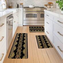 1/2 tấm thảm nhà bếp theo chủ đề Bohemian, thảm trải sàn họa tiết hình học sang trọng màu vàng, thảm polyester bền chống trượt, có thể giặt bằng máy, hoàn hảo cho phòng khách, phòng ngủ, nhà bếp, v.v. - Đồ trang trí nhà đa năng - Nhiều màu - Xem 4