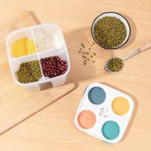 Contenitore da cucina in plastica a 4 scomparti per la conservazione di cereali, contenitore di vetro stagno per alimenti, serbatoio per cereali a prova di umidità, scatola per la conservazione fresca di spaghetti