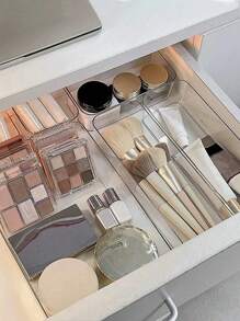 1pc/4pcs/5pc/6pcs/7pc/10/25pcs Transparent Cosmetic Storage Box, Drawer Storage Box, Compartmentalised Storage Containers, Freely Combinable, Cosmetic Organiser, Suitable For Home, School, Dormitory, Office Storage,Ideal For Home Storage And Organisation, Suitable For Women's Gift Boxes, Holiday Gift Boxes, Valentine's Day Gift Boxes, Valentine's Day Decorations,Girlfriend Gifts.