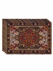 4 Piezas Manteles Individuales Geométricos de Estilo Bohemio con Patrón Alfombra Rojo y Gris, Estilo Retro Geométrico para Granja, Resistentes al Calor, Decorativos, Lavables, para Mesa de Comedor, Terraza, Fiesta de Té, Cocina del Hogar - Rojo - Ver 5