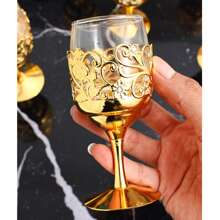 1PC Golden Goblet Wine Glass Vintage European Wine Glass Goblet For Party Gathering Wedding Use