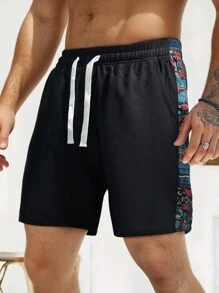 Yemwry Pantaloni scurți casual pentru bărbați cu dungi laterale, pantaloni de plajă
