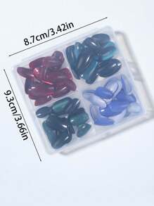 98 Stück/Box (4 gemischte) Y2K kurze ovale glänzende ästhetische blutrot-kristallene Katzenauge Französisch Spitze Aufklebe-Nägel in Mandelform mit Herzmuster Design, perfekt passend, Acryl Kunstnägel Set, inklusive 1 Stück Gelee Kleber und 1 Stück Nagelfeile, rote Nägel für Frauen & Mädchen für täglichen Gebrauch, Rave-Party Verwendung, Nagelbedarf