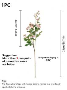1/3 件人造玫瑰花束，家居花瓶装饰，婚礼装饰，户外花园装饰，生日派对道具，拍照装饰 - 粉色 - 查看 2