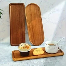 2 件套优质木制托盘，多用途矩形和椭圆形托盘，适用于餐桌、糖果盘、咖啡和小吃盘、甜点盘、奶酪板、茶盘、面包盘、早餐碗、厨房装饰、圣诞节和情人节礼物 - 棕色 - 查看 13
