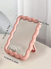 قطعة واحدة مرآة مكياج مرتفعة الدقة قابلة للطي، مرآة تجميل مكتبية بتصميم الدوبامين، قاعدة قابلة للتعديل 90 درجة وقابلة للتركيب على الحائط، هدية مثالية لغرفة النوم والسفر والطالب والأم والأصدقاء