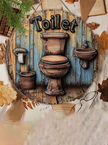 1 Peça, Logotipo de Toalete de Madeira Vintage - Efeito Antigo, Adequado para Decoração de Banheiro e Urinol, Escolha Ideal para Casa, Escola, Varanda e Exposição na Parede, Decoração Doméstica, Decoração de Quarto, Decoração de Parede, Presentes de Aniversário, Formatura, Decoração Escolar, Surpresa Escolar, Decoração de Dormitório, Volta às Aulas