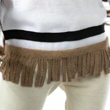 16-18 英寸重生婴儿娃娃衣服，2 件套白色流苏上衣和黑色流苏裤子，娃娃服装配饰礼物（不含娃娃） - 彩色 - 查看 3