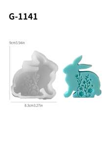 1pc Easter Bunny Scented Candle Silicone Mold, DIY Embossed Flower And Rabbit Candle Silicone Mold - White - View 9