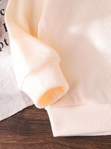 2 件装女婴日常穿着蕾丝边彼得潘领按扣运动衫和直筒裤套装，春/秋