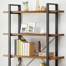 VASAGLE Bookshelf, 5-Tier Industrial Stable Bookcase, Storage Rack, Standing Shelf, Easy Assembly, Living Room, Bedroom, Office, Rustic Brown And Black - Retro Color - View 3