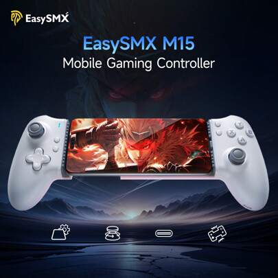  EasySMX M15 Mobile Phone Gaming Controller For Android Mobile Phones/ Ipone 15 Series And Above, With Hall Effect Sticks And Hall Effect Triggers, Advanced Full Mechnical Buttons, BT+Wired Connection, Adjustable 6-Level Vibration,Optimized Ergonomics Grip,Pass Through Without Battery,2 Programmable Paddles For All  IPad,Android Phone,And Most Smartphone Gifts For Family,Friends,Kids,Birthday,Christmas, Winter, Girlfriend,Boyfriend