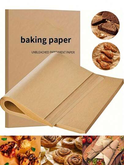 100/50pcs Greaseproof Baking Paper, Baking Sheet Air Fryer Liners, Non-Stick Greaseproof Pizza Sandwich Paper Food Wraps, Kitchen Gadgets For Cooking, Grilling, BBQ And Food Wrapping For BBQ, Picnic And Restaurant