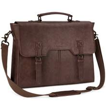 Men's Briefcase Briefcase Bag For Men Vintage Leather Briefcase PU Large Capacity Laptop Briefcase Laptop Bag For Men Brown - 咖啡棕 - 查看 1