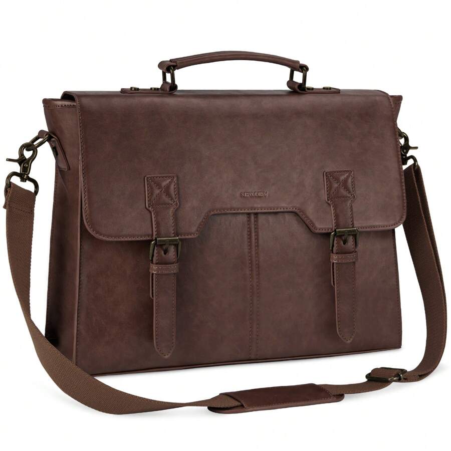 Men's Briefcase Briefcase Bag For Men Vintage Leather Briefcase PU Large Capacity Laptop Briefcase Laptop Bag For Men Brown - 咖啡棕 - 查看 1