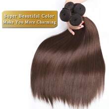 BINF 1/3Pieces Wholesale 10-30 Inch Chocolate Brown #4 Bone Straight Human Hair Bundle Human Hair Bundles Brazilian Raw Hair Weave Extension Double Weft For Women - màu nâu - Xem 4