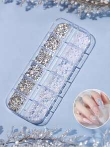 1 盒人造珍珠水钻美甲配件 DIY 配件、发饰、服装配饰、珠宝配饰 美甲用品 美甲 美甲饰品 美甲宝石