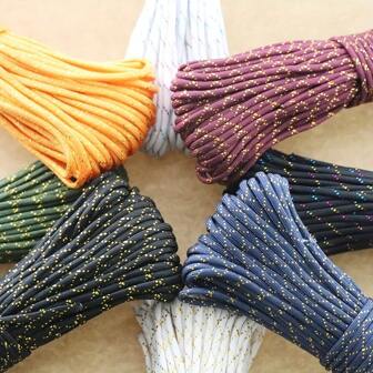 PSKOOK 31 米/100 英尺伞绳，闪亮金色和银色金属彩虹，7 股绳，露营晾衣绳，户外绑绳，手链 DIY 编织绳，闪光追踪器