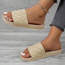 Women's Fashion Casual New Flat Sandals, Spring/Summer Vacation Beach Party Style, Non-Slip, Odor Resistant, Durable, Versatile, Soft & Comfortable Indoor/Outdoor Ladies Shoes - Beige - View 2