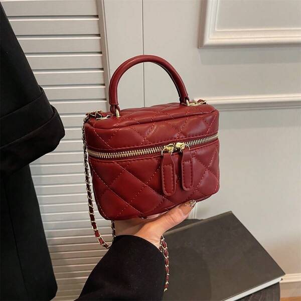 Bolsa de Ombro e Bolsa a Tiracolo Feminina com Alça de Corrente com Bordado
