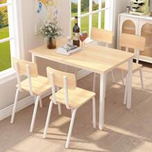 PAPROOS Dining Table Set For 4, 5 Piece Dining Room Set With 4 Wood Chairs, Farmhouse Rectangle Wood Kitchen Table Set For Breakfast Nook, Small Places, Restaurant, Natural - 1 - View 11
