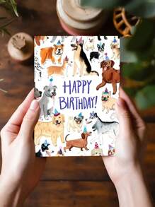 1 Stück süßer Hunde-Muster Geburtstagskarte für Hundeliebhaber, geeignet für Familie, Partner, Freunde und Kollegen (mit zufälligem Stil, bunte Umschläge), Schulbedarf