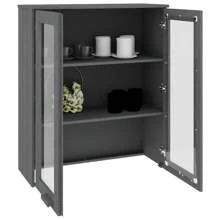 Solid Wood Pine Highboard Dark Grey Storage Cabinet 800cm Modern Design - Grey - View 6