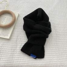 1pc Cachecol de malha de cor sólida coreano engrossar ao ar livre quente à prova de vento lenço curto inverno estudante cruz cachecol de lã