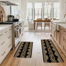 1/2 tấm thảm nhà bếp theo chủ đề Bohemian, thảm trải sàn họa tiết hình học sang trọng màu vàng, thảm polyester bền chống trượt, có thể giặt bằng máy, hoàn hảo cho phòng khách, phòng ngủ, nhà bếp, v.v. - Đồ trang trí nhà đa năng - Nhiều màu - Xem 1