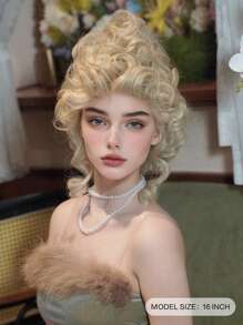 alicegarden 1 bộ tóc giả xoăn tổng hợp chịu nhiệt màu vàng dài 16 inch bện toàn bộ, trông tự nhiên như thật. - Vàng - Xem 2