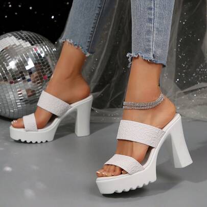 Women's Thick Heel Sandals, Super High Heels, Nightclub Sexy Fashion Waterproof Platform White High Heel Shoes, Ladies High Heels, Ladies Slip-On Shoes, Fashion Ladies White Sandals, Model Runway Slippers, Ladies Sandals, Ladies Shoes, Ladies Sandals, Ladies Slip-On Shoes, Ladies High Heels, White Sandals, Waterproof Platform White High Heels, Thick Bottom Sandals