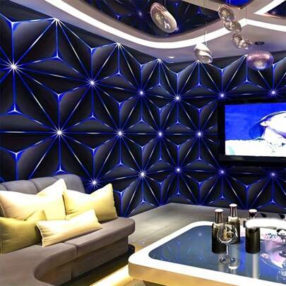 1 卷现代科技风格 3D 发光壁纸，易于粘贴和剥离，防水自粘可移除接触纸，适用于客厅、卧室、办公室、咖啡厅、家庭和宿舍房间装饰家居装饰墙壁装饰浴室装饰卧室装饰房间装饰用品客厅装饰家居装饰客厅墙纸贴纸墙贴墙贴