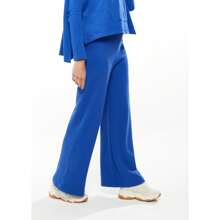 Women's Trousers In Royal Blue, Wide-Leg Shape, Regular Fit, Elasticated Waist - Liquorish - Blue - View 5