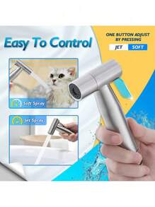 Bidet Sprayer For Toilet-Handheld Sprayer With 1.5meters Hose, Perfect For Feminine Hygiene, Baby Diaper Cloth Washer & Reduce Toilet Paper Waste,Pet Bathing, Backyard Watering Bathroom Bathroom Accessories Bathroom Tools - Silver - View 8