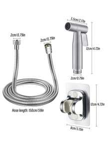 Bidet Sprayer For Toilet-Handheld Sprayer With 1.5meters Hose, Perfect For Feminine Hygiene, Baby Diaper Cloth Washer & Reduce Toilet Paper Waste,Pet Bathing, Backyard Watering Bathroom Bathroom Accessories Bathroom Tools - Silver - View 5