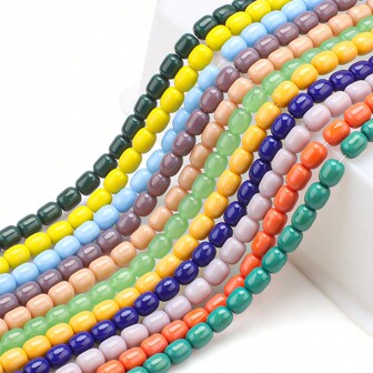 38pcs 8*10mm Oval-Shaped Colored Glass Beads, DIY Jewelry, Accessories, Crafts, Phone Chains, Keychains