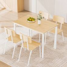 PAPROOS Dining Table Set For 4, 5 Piece Dining Room Set With 4 Wood Chairs, Farmhouse Rectangle Wood Kitchen Table Set For Breakfast Nook, Small Places, Restaurant, Natural - 1 - View 9