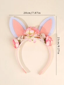 1pc Easter Bunny Ears Headband For Girls,Fabric Flowers Headband For Kids,Cute Hair Accessories For Kids Personalized Easter Gifts