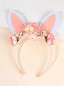 1pc Easter Bunny Ears Headband For Girls,Fabric Flowers Headband For Kids,Cute Hair Accessories For Kids Personalized Easter Gifts
