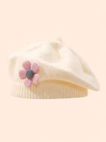 1pc Cute Flower Decoration Beanie Hat For Toddlers, Suitable For Autumn And Winter Outdoor Activities - Multicolor - View 6
