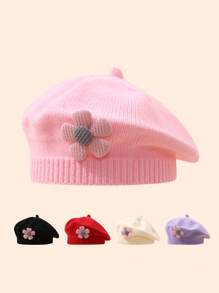 1pc Cute Flower Decoration Beanie Hat For Toddlers, Suitable For Autumn And Winter Outdoor Activities - Multicolor - View 2