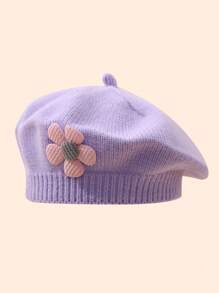 1pc Cute Flower Decoration Beanie Hat For Toddlers, Suitable For Autumn And Winter Outdoor Activities - Multicolor - View 5