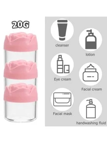 12/24pcs Plastic Cosmetic Cream Containers Empty Round Clear Jars With Rose Lids Reuse Empty Cream Jar Mini Cosmetic Containers For Cream, Lotion, Plastic Cosmetic Container Jars, Empty Facial Cream Containers, Cream Travel Containers 20g - Multicolor - View 9