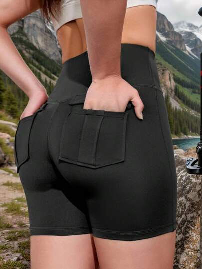 Pantalones cortos cargo de verano para mujeres con cintura alta, bolsillos, estilo casual y simple para deportes al aire libre